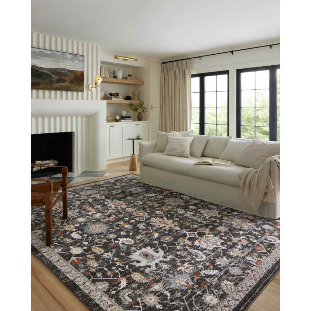 Loloi II Odette Collection Charcoal / Multi Rug ODT-04 Charcoal / Multi / 18" x 18" Sample