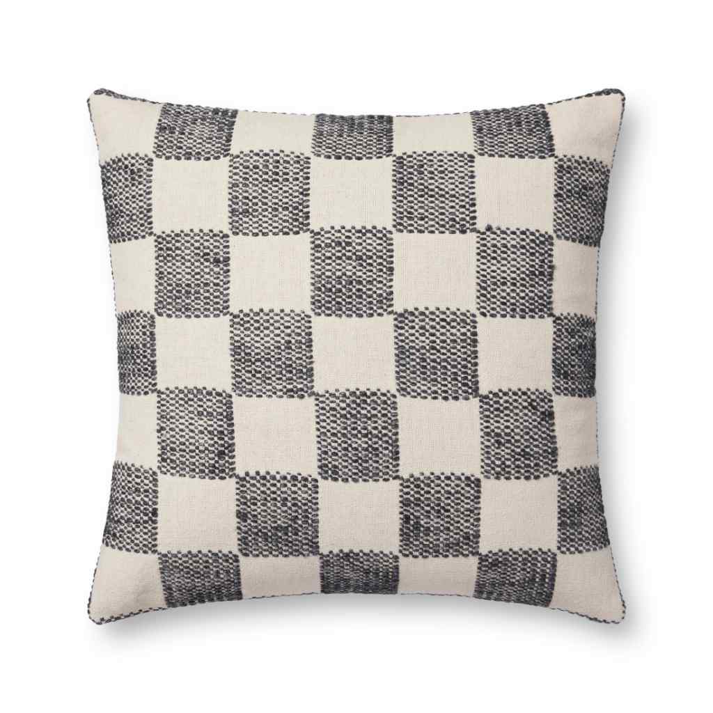 Loloi II Pillows Collection Black Pillow PLL0123 Black / 22" x 22" Cover w/Down Insert