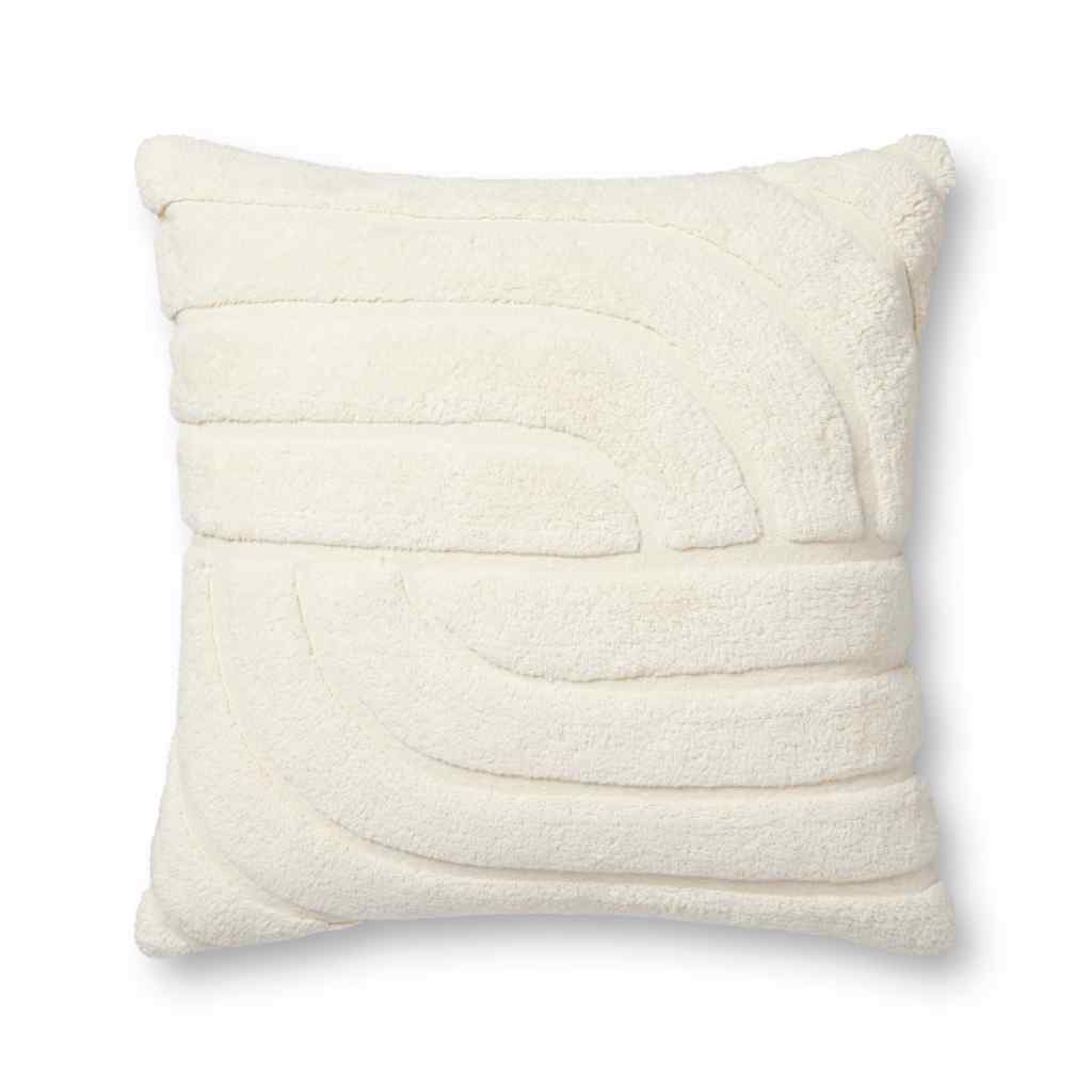 Loloi II Pillows Collection Ivory Pillow PLL0110 Ivory / 22" x 22" Cover w/Down Insert