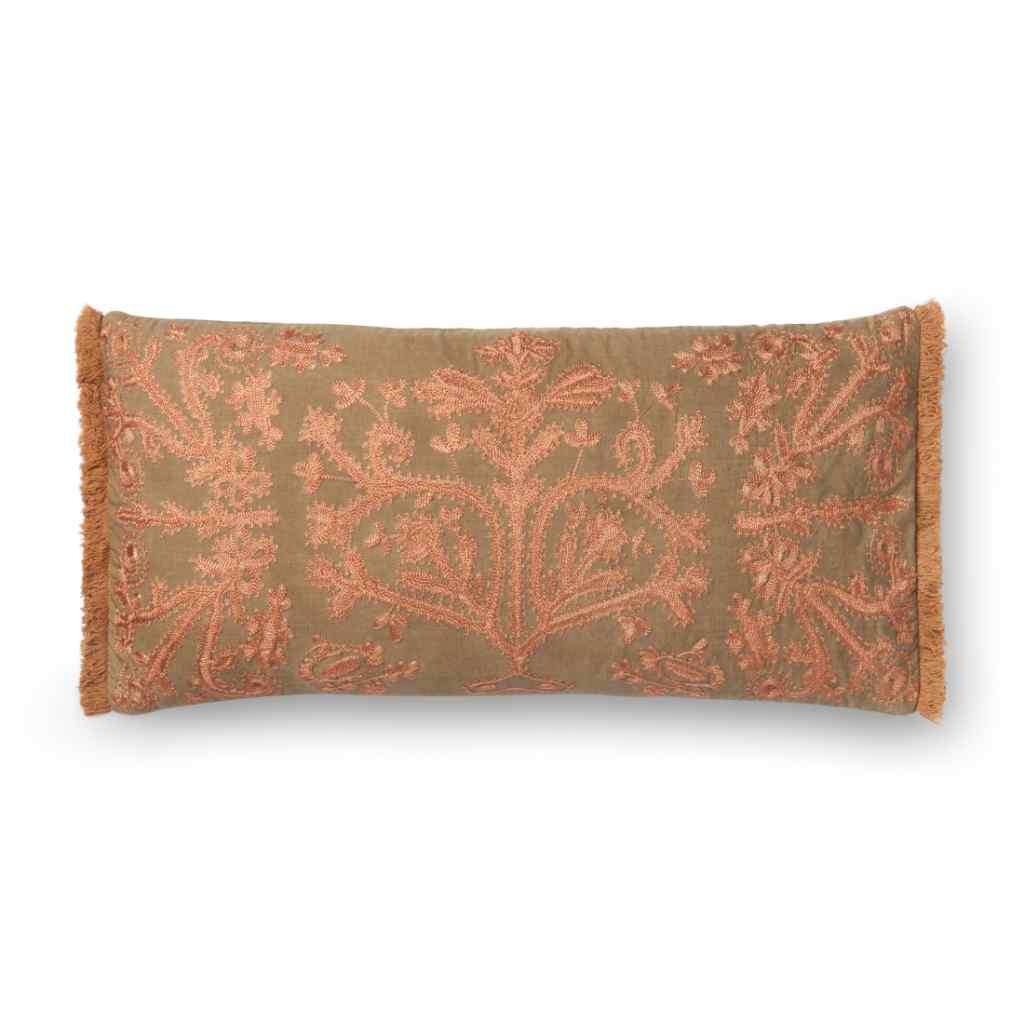 Loloi II Pillows Collection Khaki / Copper Pillow P0522 Khaki / Copper / 12" x 27" Cover w/Poly Insert