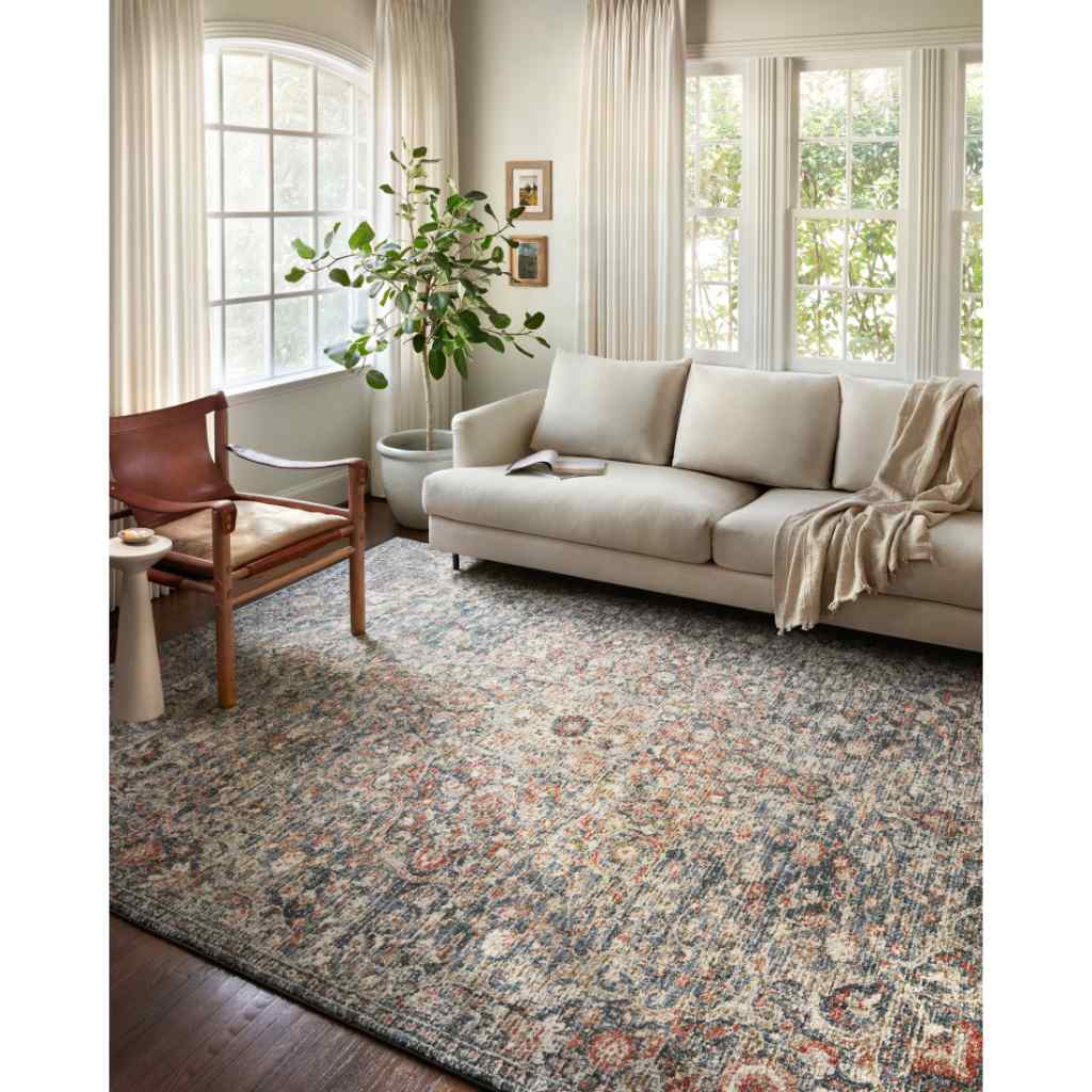 Loloi II Saban Collection Blue / Spice Rug SAB-02 Blue / Spice / 18" x 18" Sample