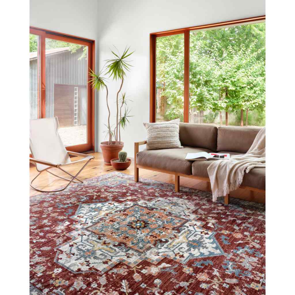 Loloi II Samra Collection Brick / Grey Rug SAM-10 Brick / Grey / 18" x 18" Sample