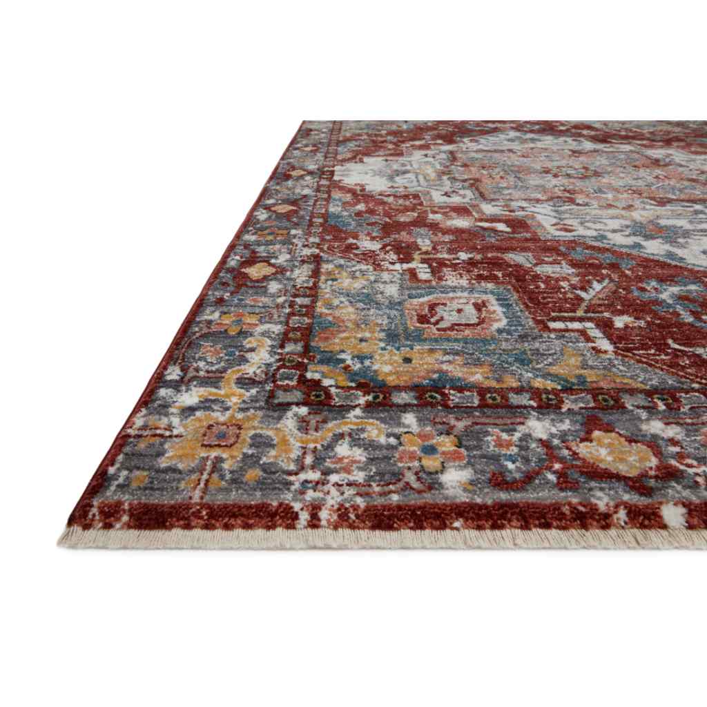 Loloi II Samra Collection Brick / Grey Rug SAM-10 Brick / Grey / 18" x 18" Sample