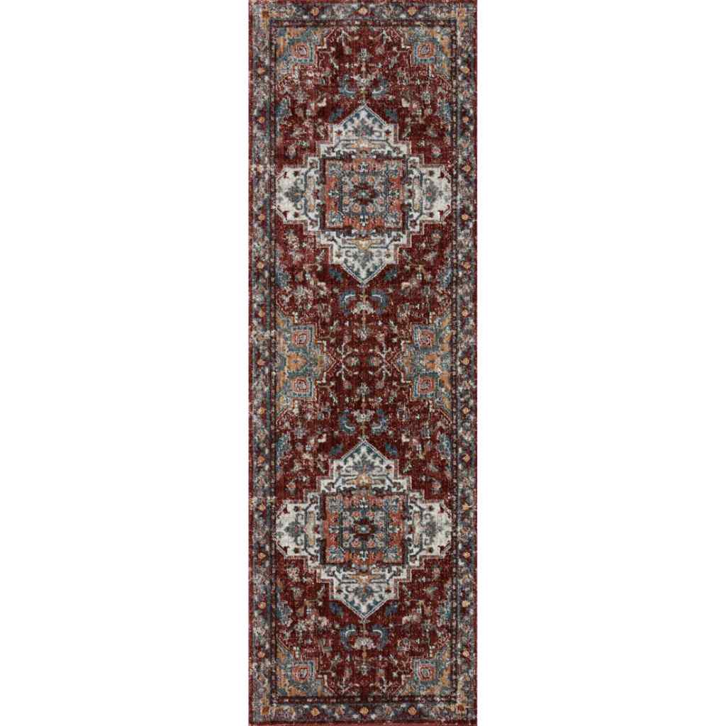 Loloi II Samra Collection Brick / Grey Rug SAM-10 Brick / Grey / 2'-7" x 12'-0"