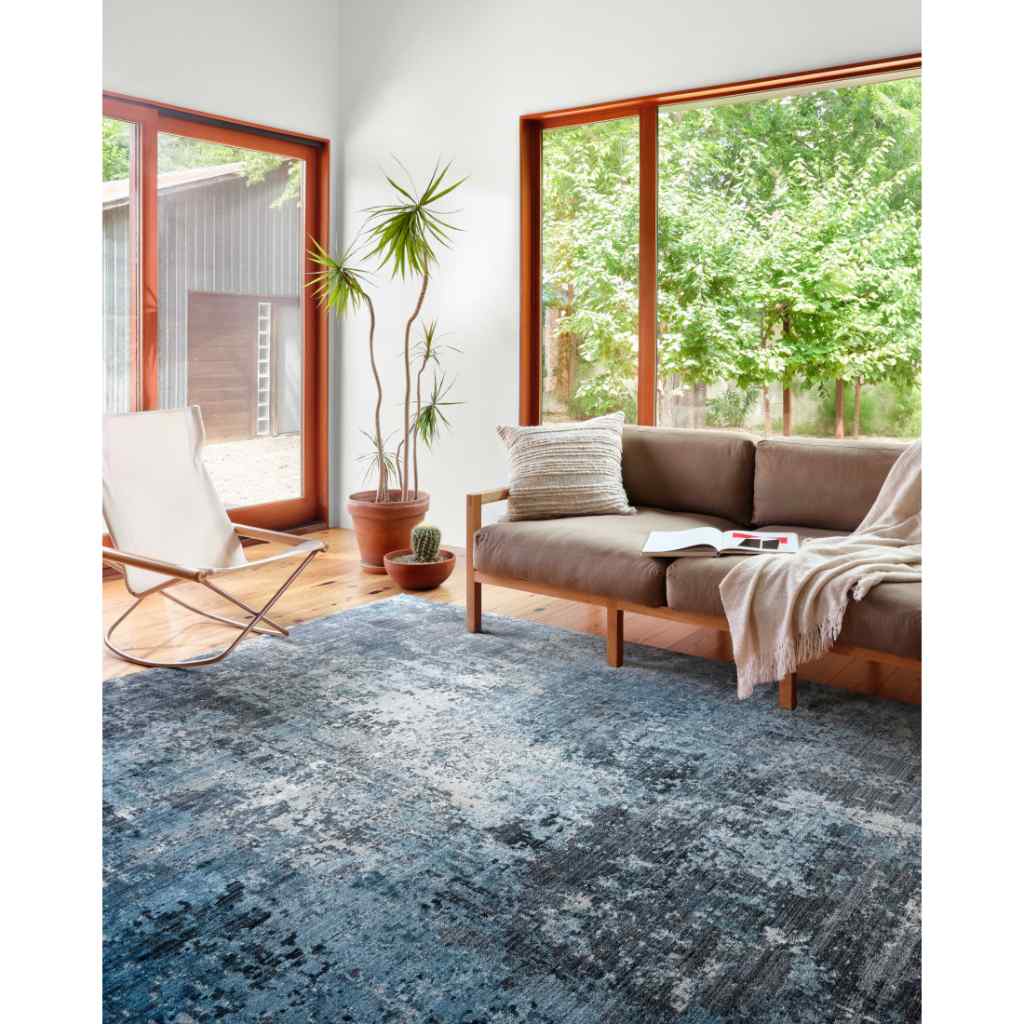 Loloi II Samra Collection Charcoal / Sky Rug SAM-06 Charcoal / Sky / 18" x 18" Sample