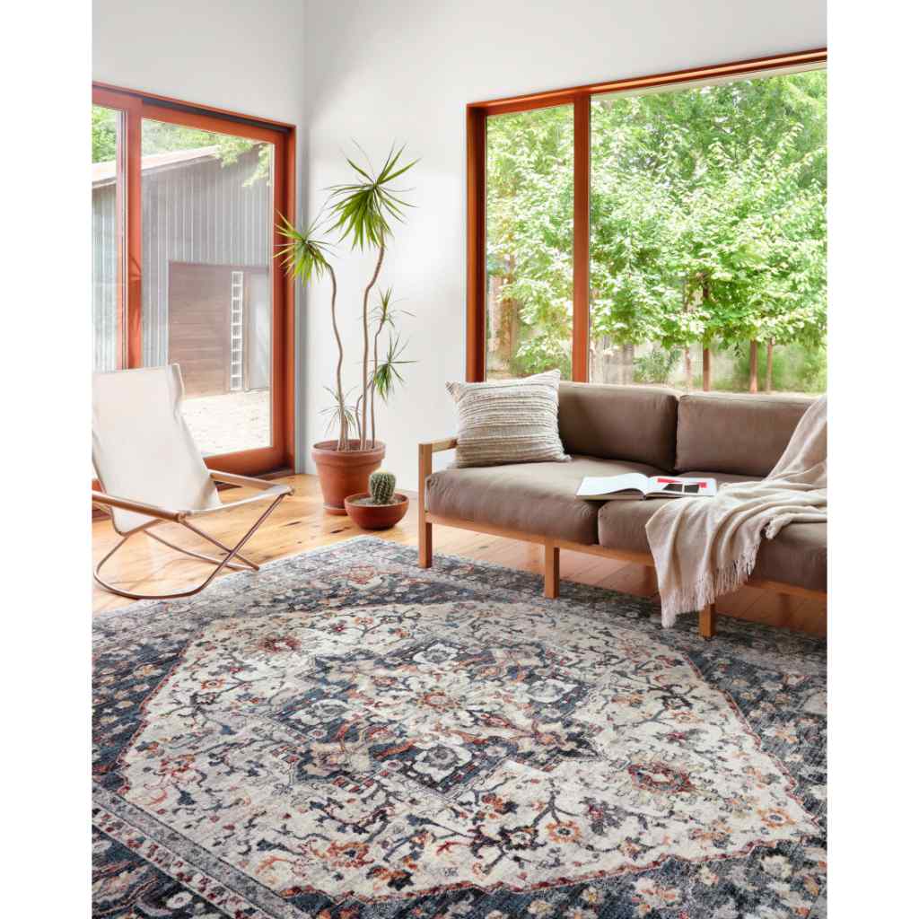 Loloi II Samra Collection Ivory / Denim Rug SAM-09 Ivory / Denim / 18" x 18" Sample