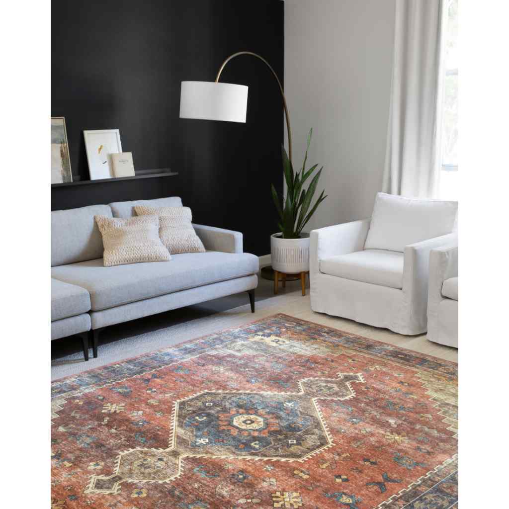 Loloi II Skye Collection Rust / Blue Rug SKY-11 Rust / Blue / 18" x 18" Sample