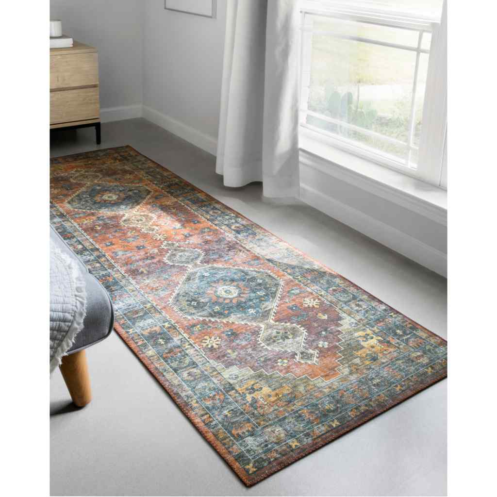 Loloi II Skye Collection Rust / Blue Rug SKY-11 Rust / Blue / 18" x 18" Sample