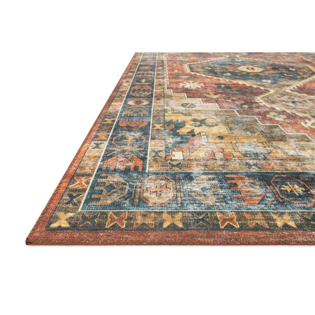 Loloi II Skye Collection Rust / Blue Rug SKY-11 Rust / Blue / 18" x 18" Sample