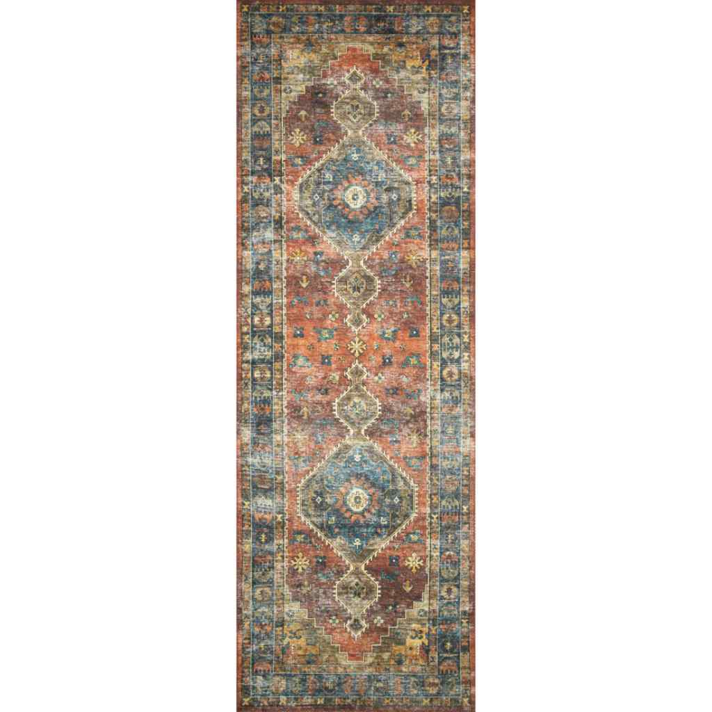 Loloi II Skye Collection Rust / Blue Rug SKY-11 Rust / Blue / 2'-6" x 10'-0"