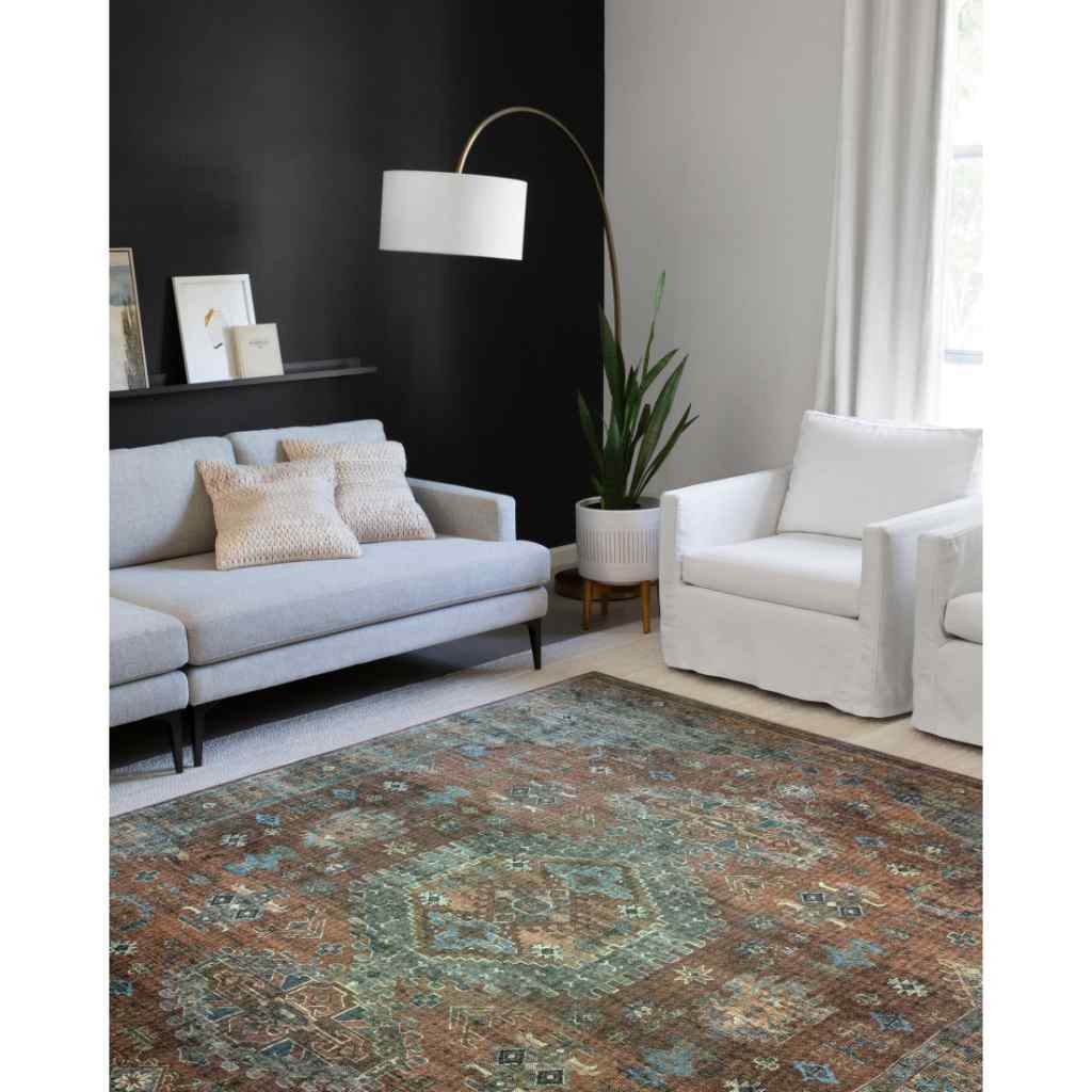 Loloi II Skye Collection Terracotta / Sky Rug SKY-07 Terracotta / Sky / 18" x 18" Sample