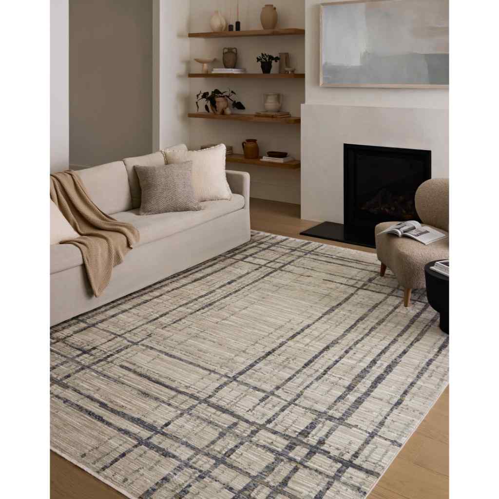 Loloi II Wade Collection Beige / Midnight Rug WAE-05 Beige / Midnight / 18" x 18" Sample