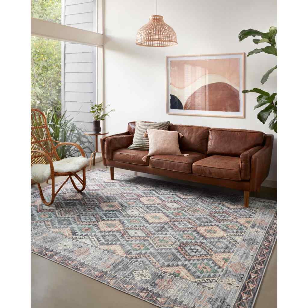 Loloi II Zion Collection Grey / Multi Rug ZIO-01 Grey / Multi / 18" x 18" Sample