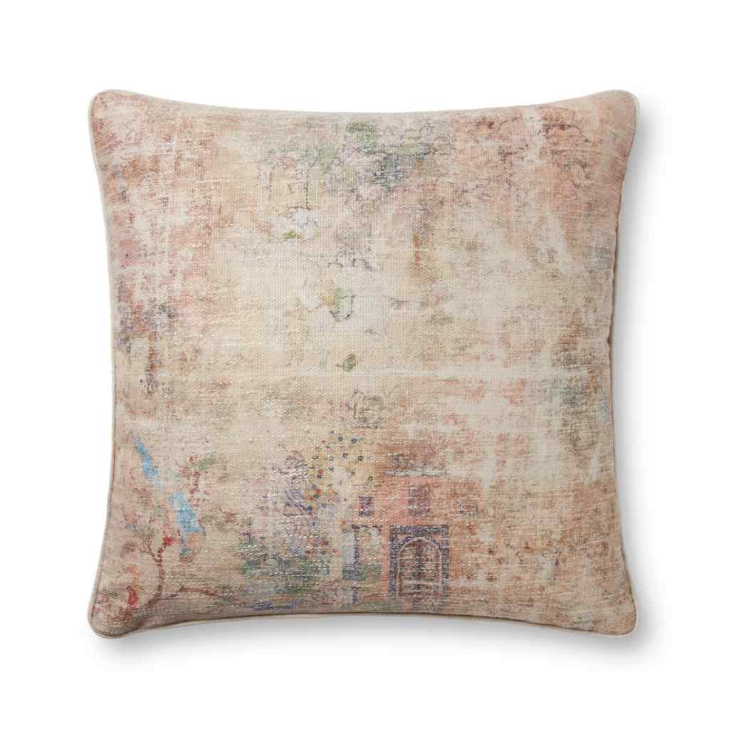 Loloi Pillows Collection Beige / Multi Pillow PLL0011 Beige / Multi / 22" x 22" Cover w/Down Insert