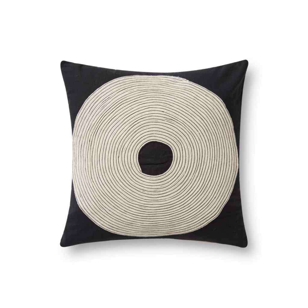 Loloi Pillows Collection Black / Natural Pillow PLL0035 Black / Natural / 18 " x 18" Cover w/Down Insert