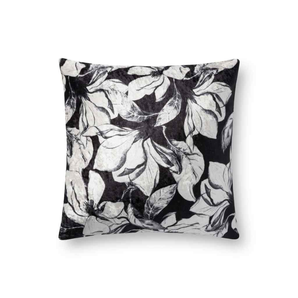 Loloi Pillows Collection Black / White Pillow P0754 Black / White / 18 " x 18" Cover w/Down Insert