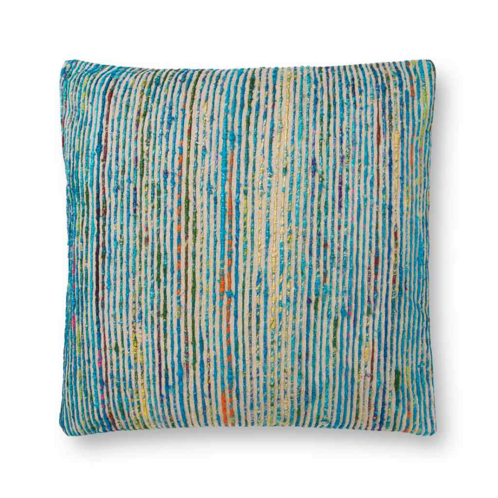 Loloi Pillows Collection Blue / Multi Pillow P0242 Blue / Multi / 22" x 22" Cover w/Down Insert