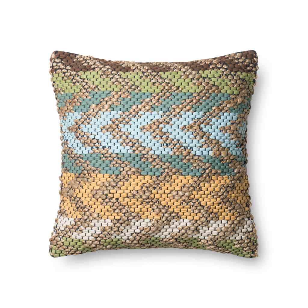 Loloi Pillows Collection Green / Multi Pillow P0330 Green / Multi / 22" x 22" Cover w/Down Insert