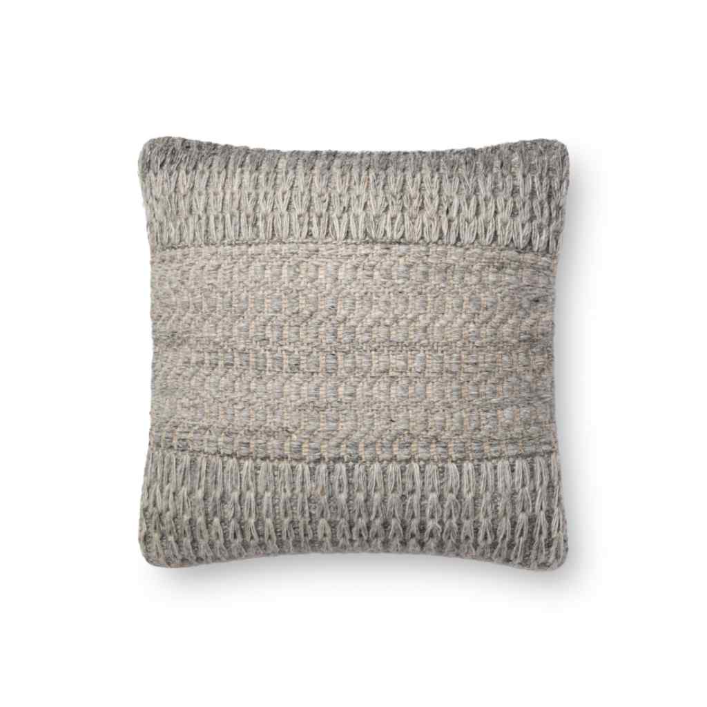 Loloi Pillows Collection Grey Pillow P0697 Grey / 18 " x 18" Cover w/Down Insert