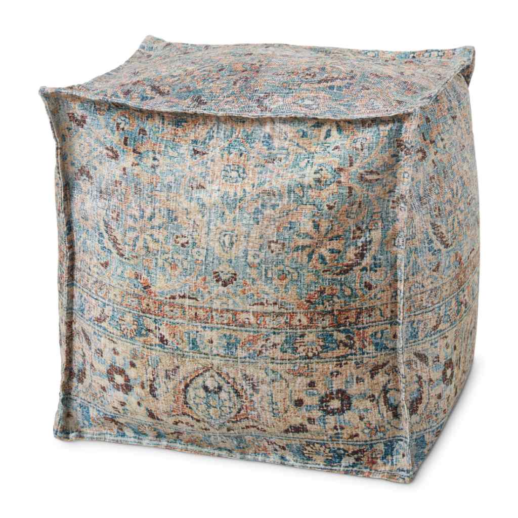 Loloi Poufs Collection Gold / Multi Pouf LPF0025 Gold / Multi / 18"W x 18"D x 18"H