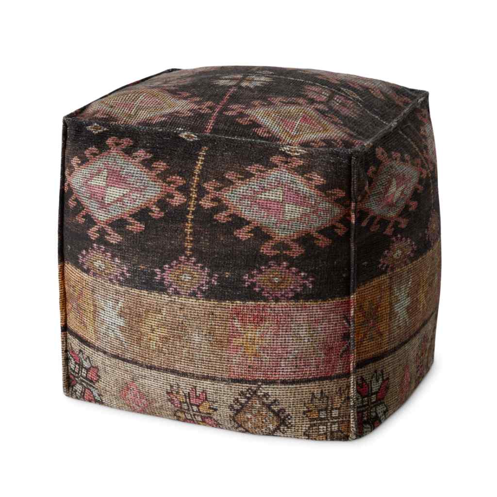 Loloi Poufs Collection Multi Pouf LPF0033 Multi / 18"W x 18"D x 18"H