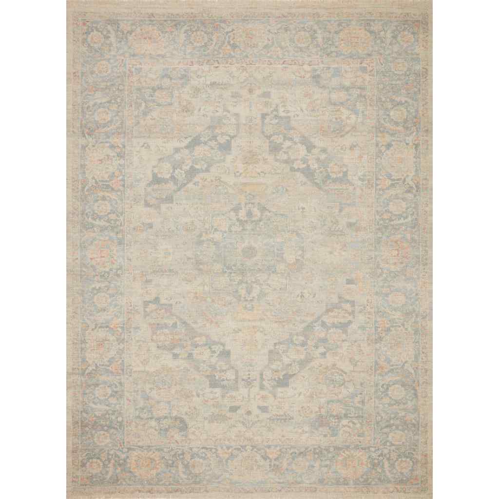 Loloi Priya Collection Bone / Bluestone Rug PRY-08 Bone / Bluestone / 18" x 18" Sample