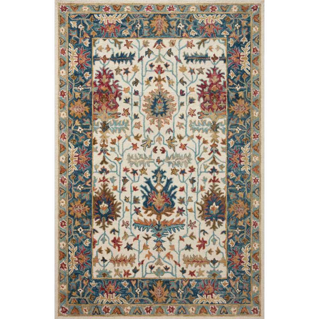 Loloi Victoria Collection Ivory / Sky Rug VK-23 Ivory / Sky / 18" x 18" Sample