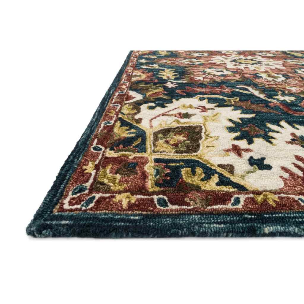 Loloi Victoria Collection Teal / Raspberry Rug VK-13 Teal / Raspberry / 18" x 18" Sample
