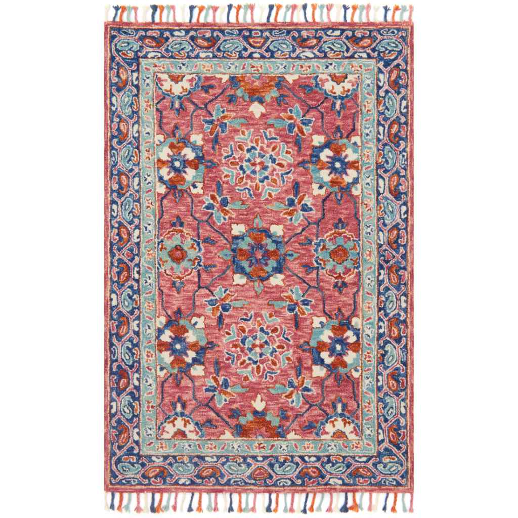 Loloi Zharah Collection Rose / Denim Rug ZR-03 Rose / Denim / 18" x 18" Sample