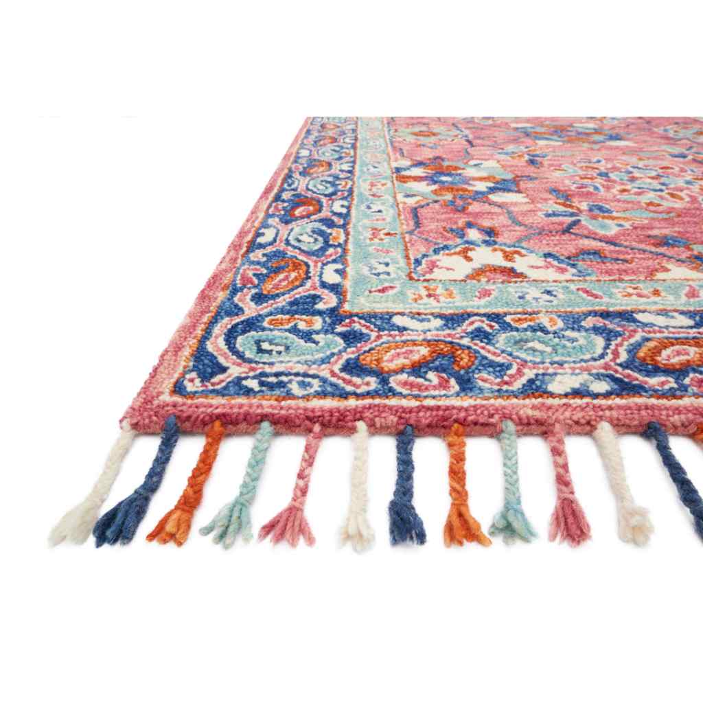 Loloi Zharah Collection Rose / Denim Rug ZR-03 Rose / Denim / 18" x 18" Sample