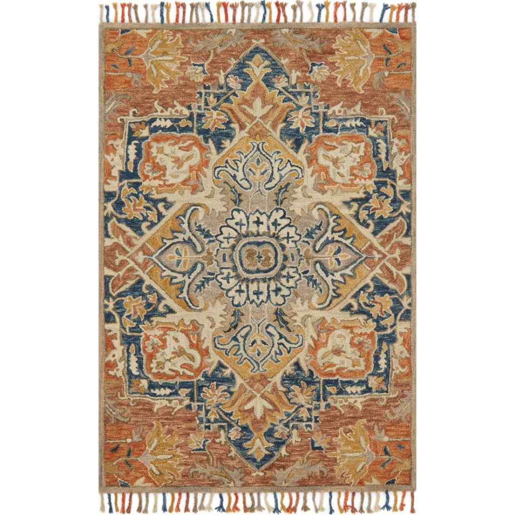 Loloi Zharah Collection Rust / Blue Rug ZR-10 Rust / Blue / 9'-3" x 13'