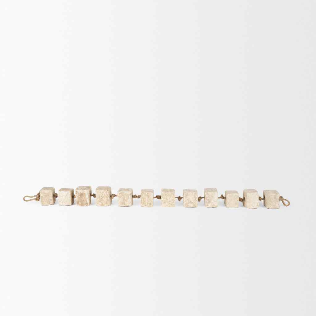 Mala Beige Paper Mache Cube Garland White