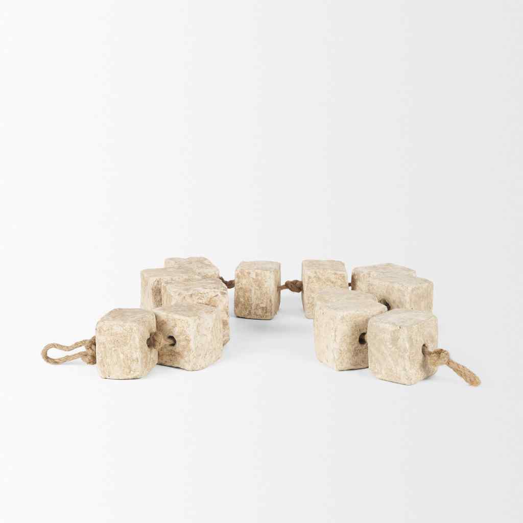 Mala Beige Paper Mache Cube Garland White