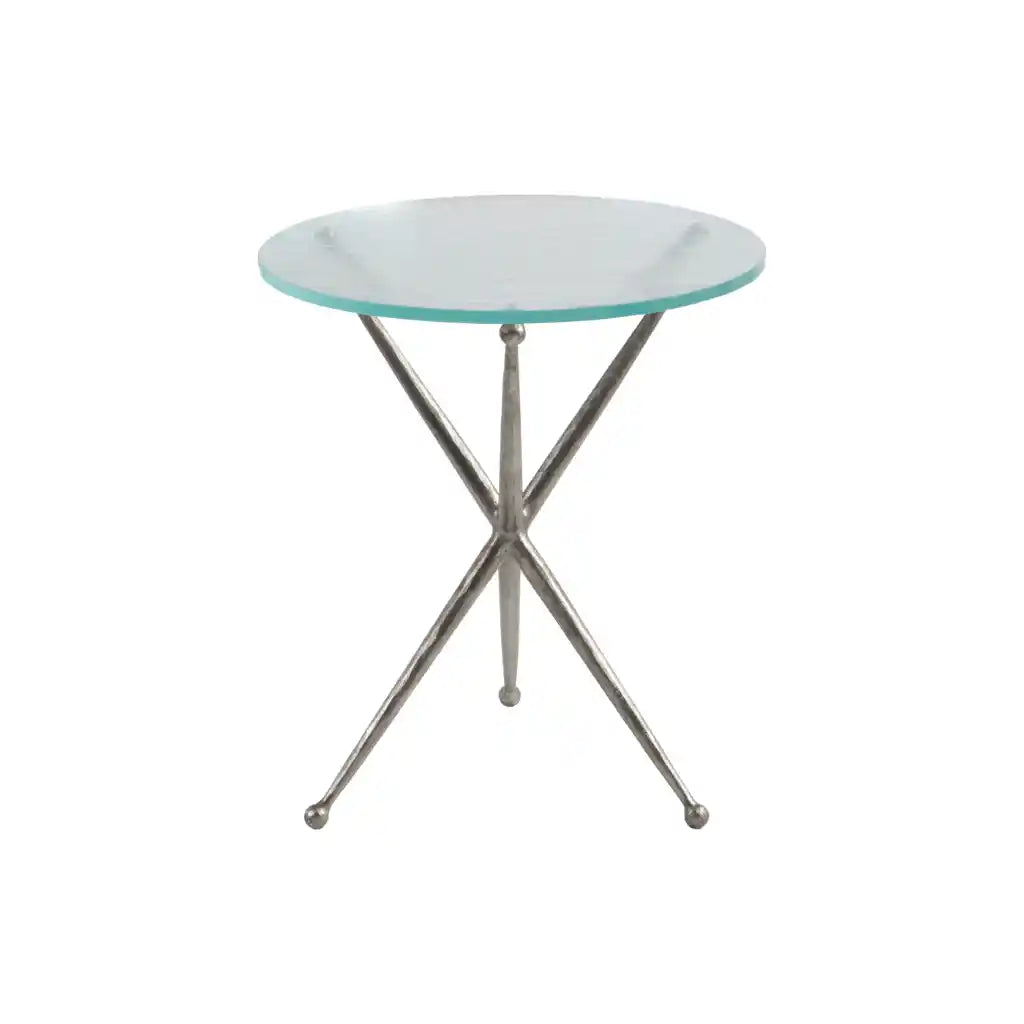 Marcus Silver Round End Table Silver Leaf