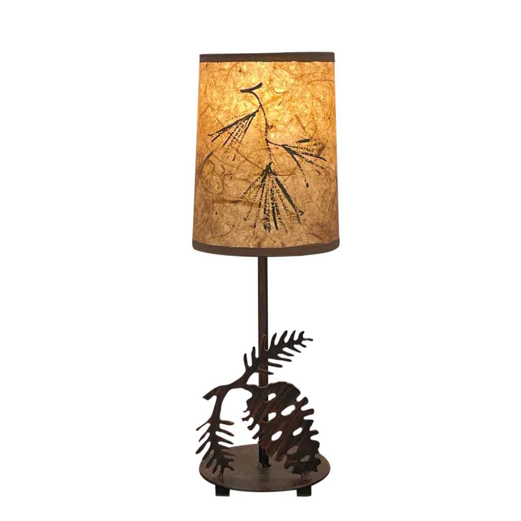 Mini Iron Pine Cone Lamp With Round Base Burnt Sienna
