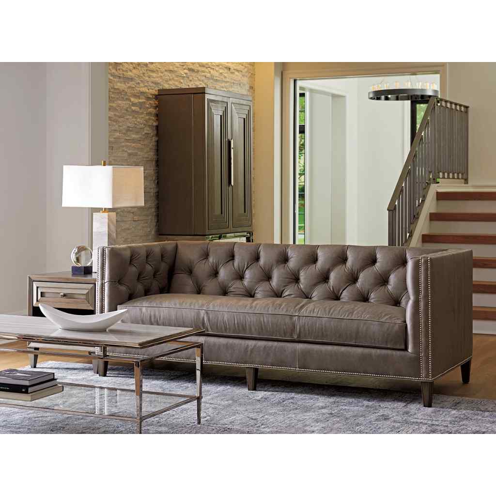 Monaco Leather Sofa Misty Gray