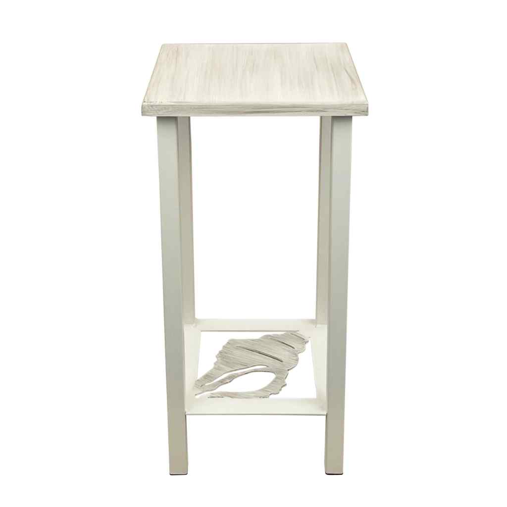 Nude-Moonlight Beach Streak Square Iron Drink Table With Tulip Shell Accent Weathered Nude/Moonlight Beach Streak