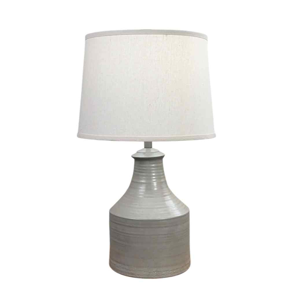 Pale Grey Stained Wide Clay Jug Table Lamp Pale Grey Stained