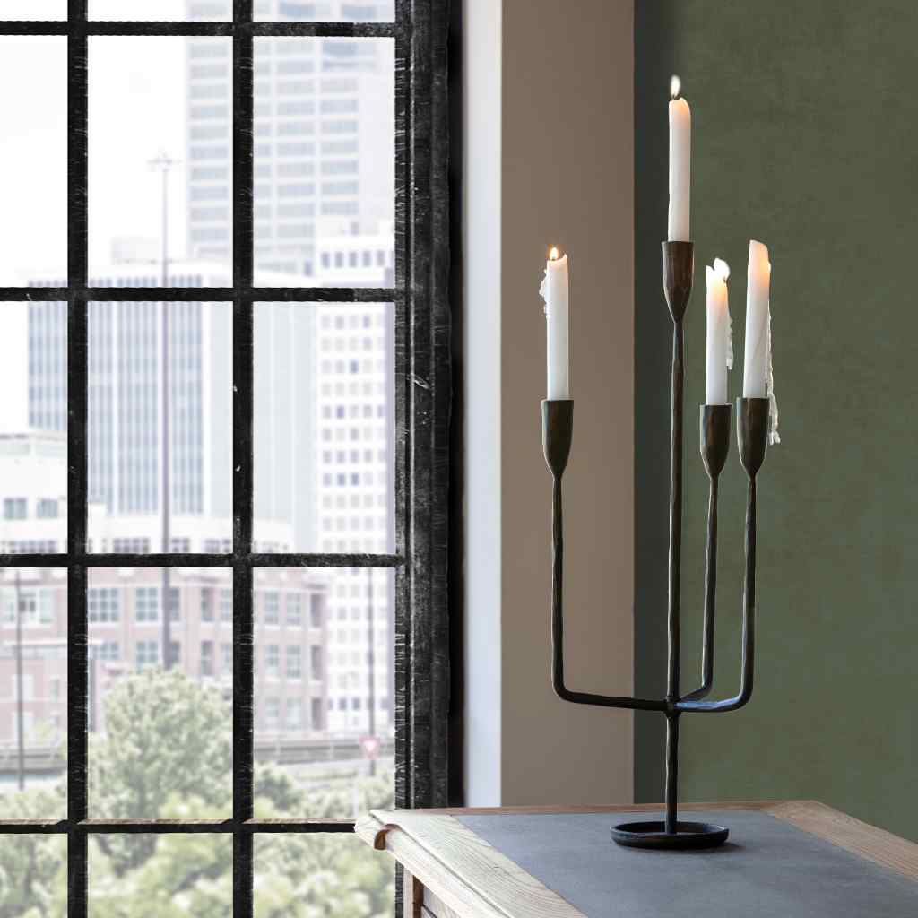 Primitive Iron Candelabra Black