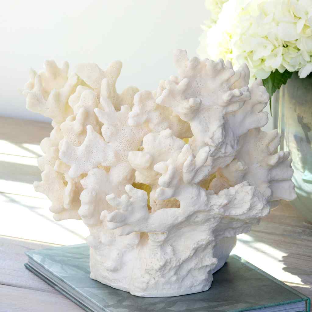 Maldives Faux Coral Accent, Large White