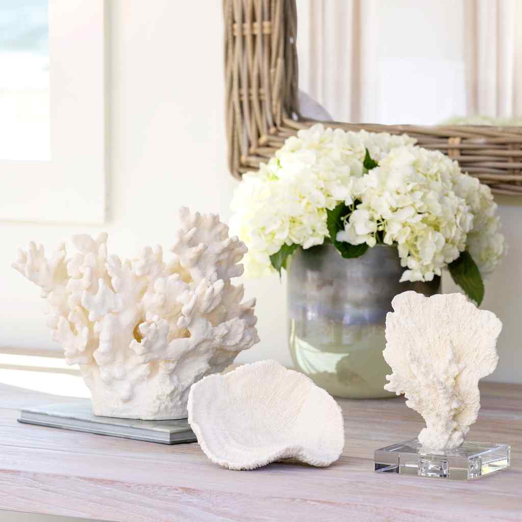 Maldives Faux Coral Accent, Large White