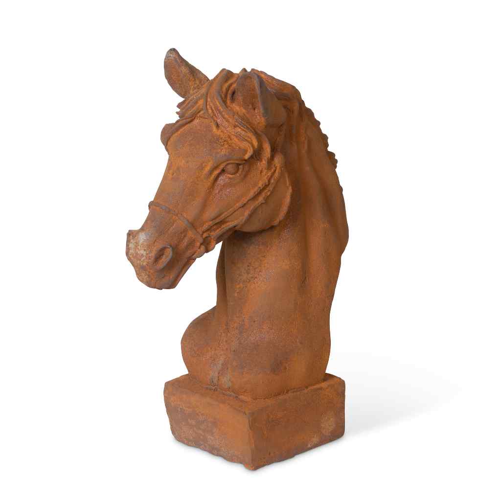 Thoroughbred Cast Iron Bust Rust