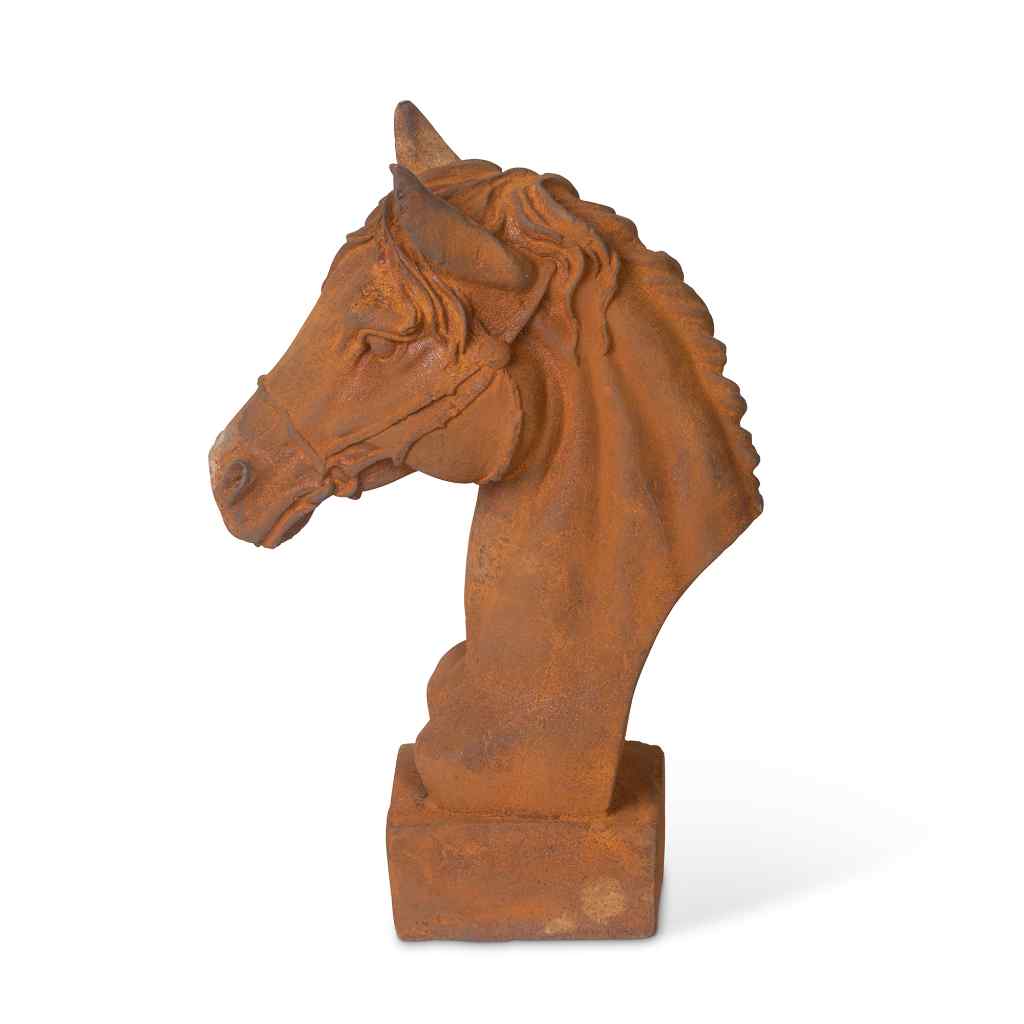 Thoroughbred Cast Iron Bust Rust