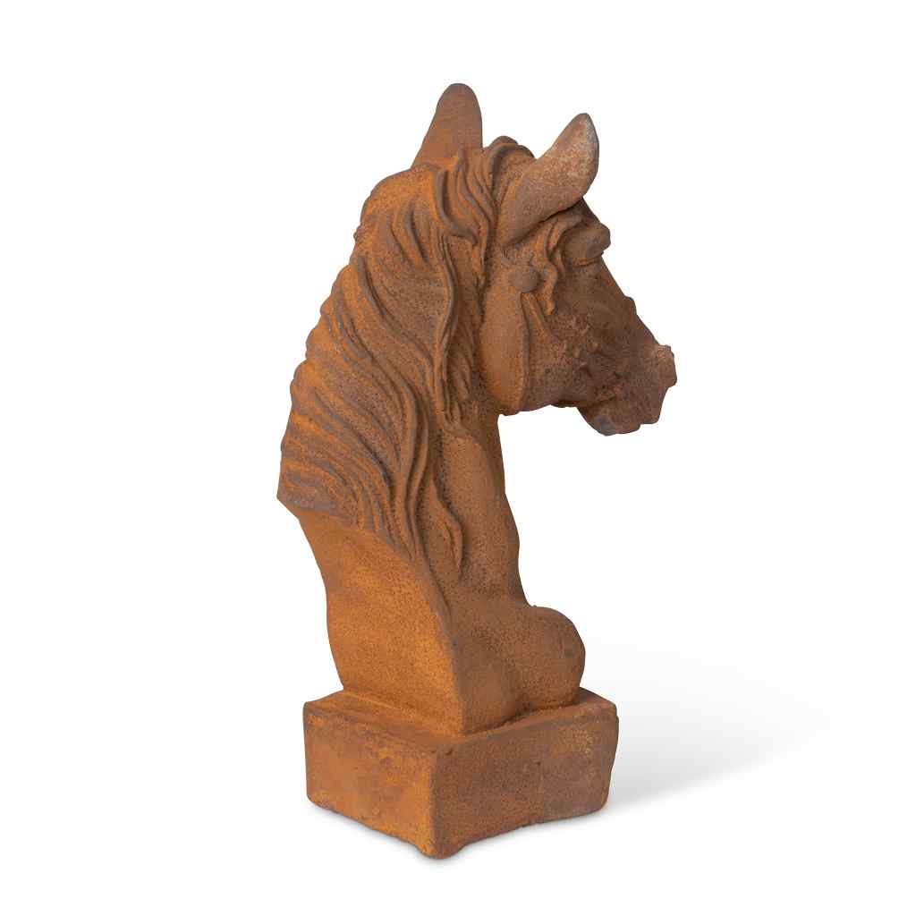 Thoroughbred Cast Iron Bust Rust