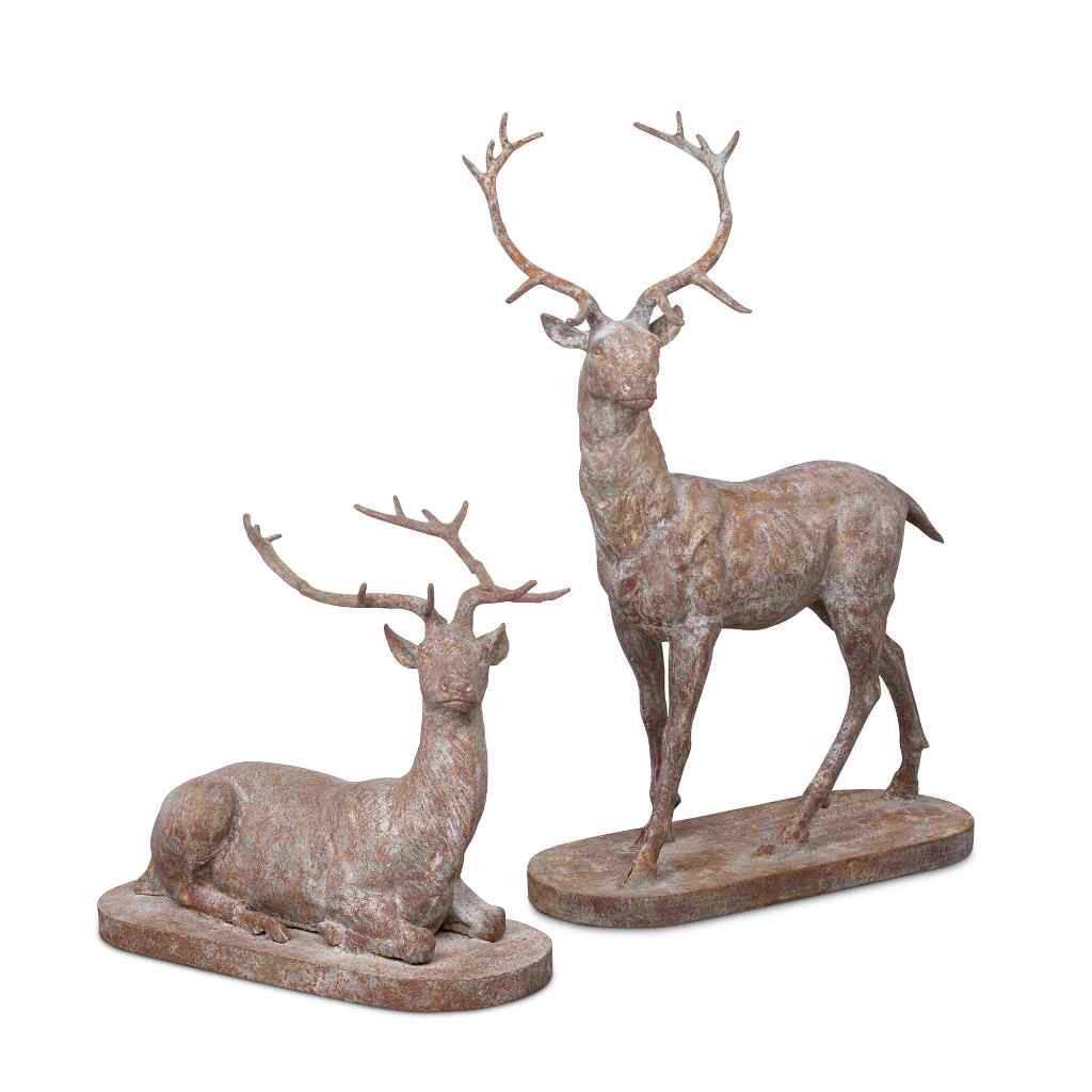 Cast Iron Estate Stags, Set of 2 Multi