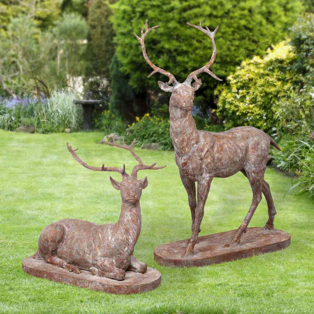 Cast Iron Estate Stags, Set of 2 Multi