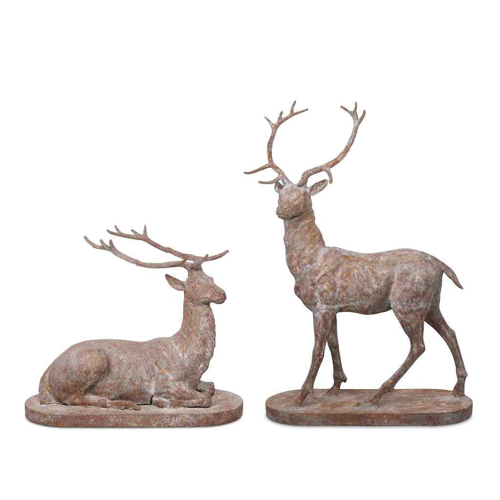 Cast Iron Estate Stags, Set of 2 Multi