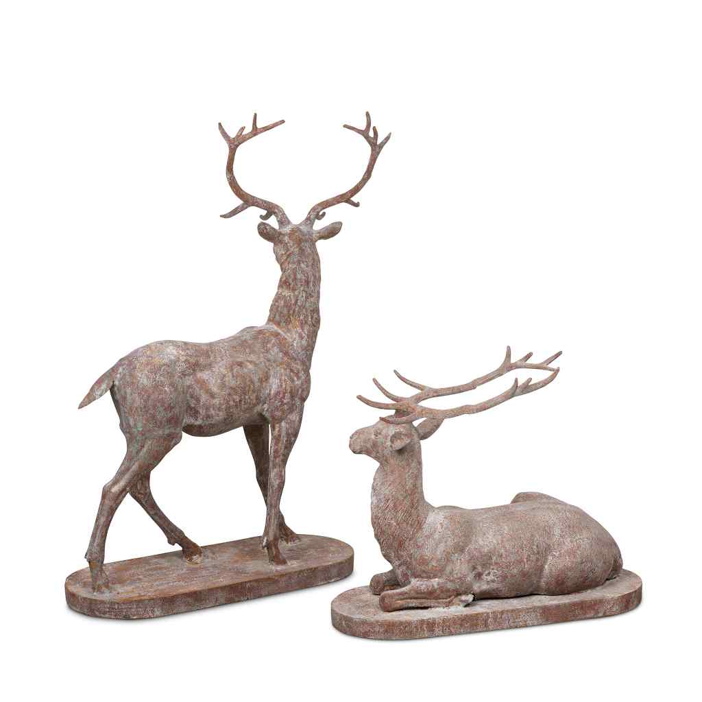 Cast Iron Estate Stags, Set of 2 Multi