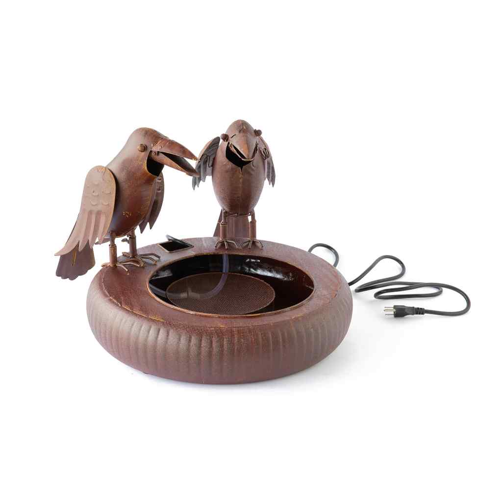 Folk Art Crows Fountain Rust