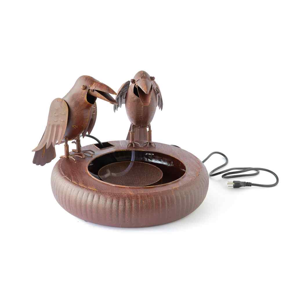 Folk Art Crows Fountain Rust